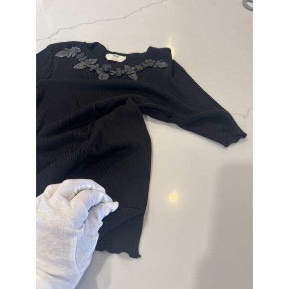 FENDI black Silk Short Sleeve Shirt With Leather Embellishment - Picture 13 of 16